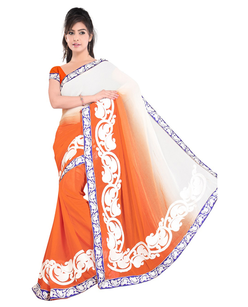 New Look – Orange Shaded Designer Saree